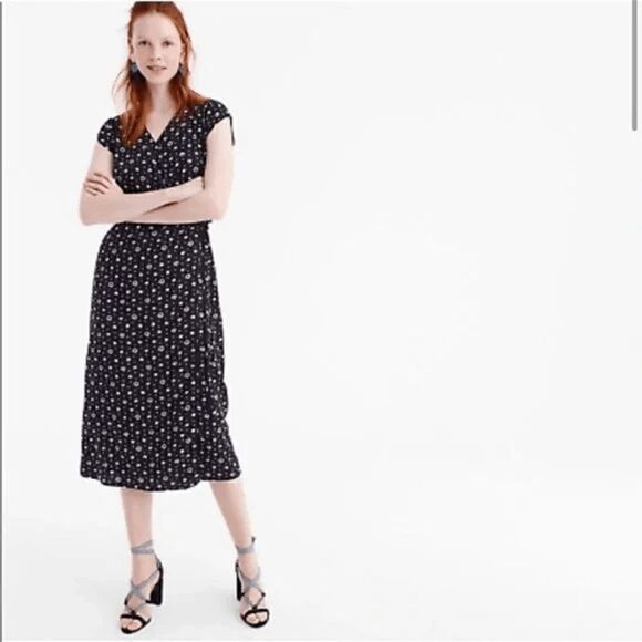 J. Crew Floral Fabrizia Easy Wrap Midi Dress XST Tall - Picture 1 of 12
